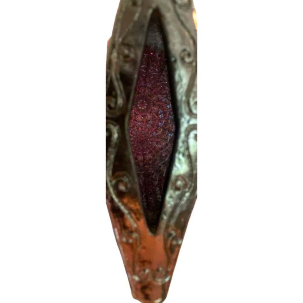 VTG Kaleidoscope Prismatic Oil Wand Purple Stained Slag Glass Glitter w/ Box - Picture 13 of 14